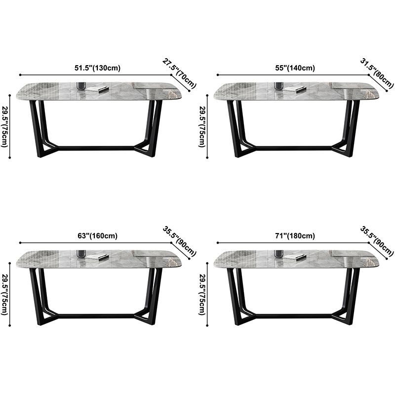 Industrial Gray Sintered Stone Top Dining Table Rectangle Shape Standard Dining Table for Kitchen Clearhalo ' dining_table' 'Dining Tables & Seating' 'Dining Tables' 'furn' 'furn_dining_table' 'Furniture' 'furniture_dining_table' 'Kitchen & Dining Furniture' 'kitchen&dining_furn' 'kitchen' 'kitchen_dining_table' 1200x1200_7707f233-c865-4b10-b151-3e8c2ee771ce