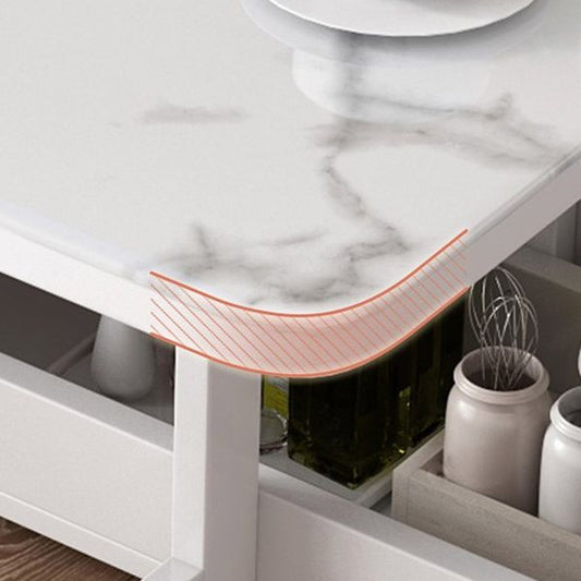 Modern White Dining Table Sintered Stone Drop-Leaf Dining Table for Home Use