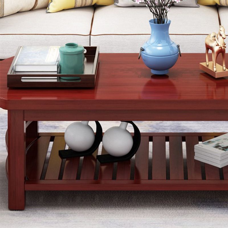 20"H Contemporary Coffee Table Solid Wood Storage Cocktail Table