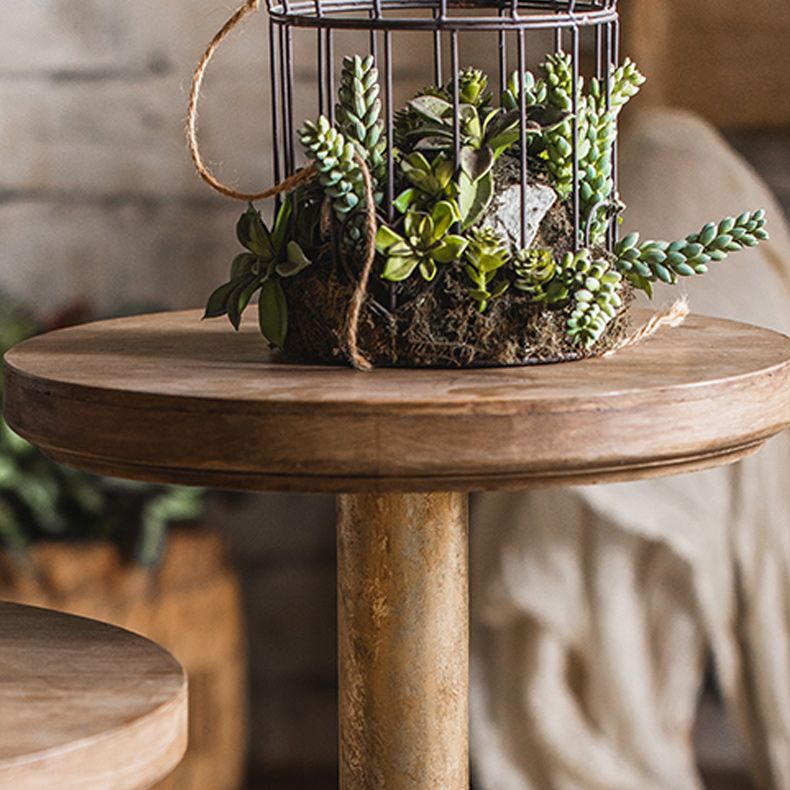 Tavolino in legno tondo rotondo superiore 19,7 "/25,6" tavolino in metallo alto