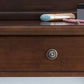 29.5" Height Brown/ White Wood Makeup Vanity with Drawer and Mirror