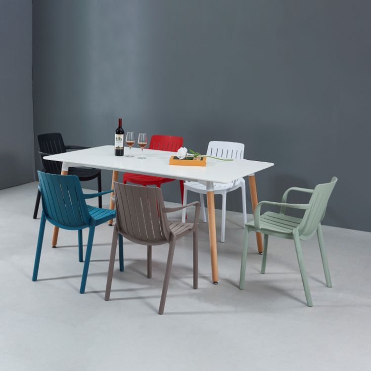 Scandinavian Kitchen Arm Chair Indoor Slat Back Plastic Dining Room Chair Clearhalo ' kitchen&dining_furn' 'Dining Chairs' 'Dining Tables & Seating' 'dining_chair' 'furn' 'furn_dining_chair' 'Furniture' 'furniture_dining_chair' 'Kitchen & Dining Furniture' 'kitchen' 1200x1200_770eba34-04f6-4584-95d6-211563e042bc