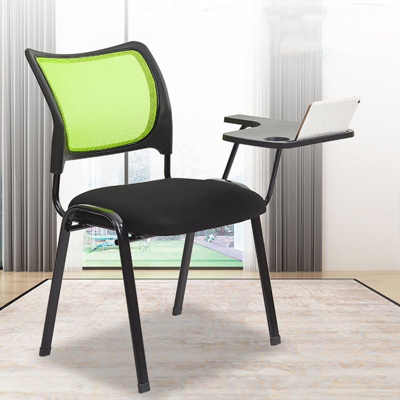 Silla de escritorio de malla baja sin ruedas silla de conferencia de armas fijas