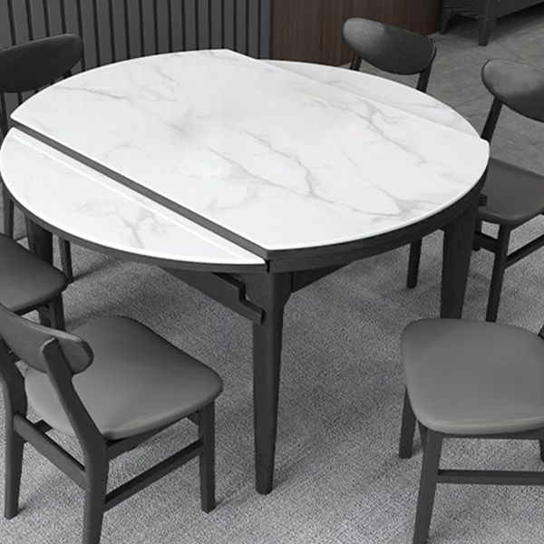 Contemporary Style 53'' Dining Table 4 Legs Dining Site Table with Drop-Leaf Clearhalo ' dining_table' 'Dining Tables & Seating' 'Dining Tables' 'furn' 'furn_dining_table' 'Furniture' 'furniture_dining_table' 'Kitchen & Dining Furniture' 'kitchen&dining_furn' 'kitchen' 'kitchen_dining_table' 1200x1200_770f5654-66af-4670-9000-d6b19b744128