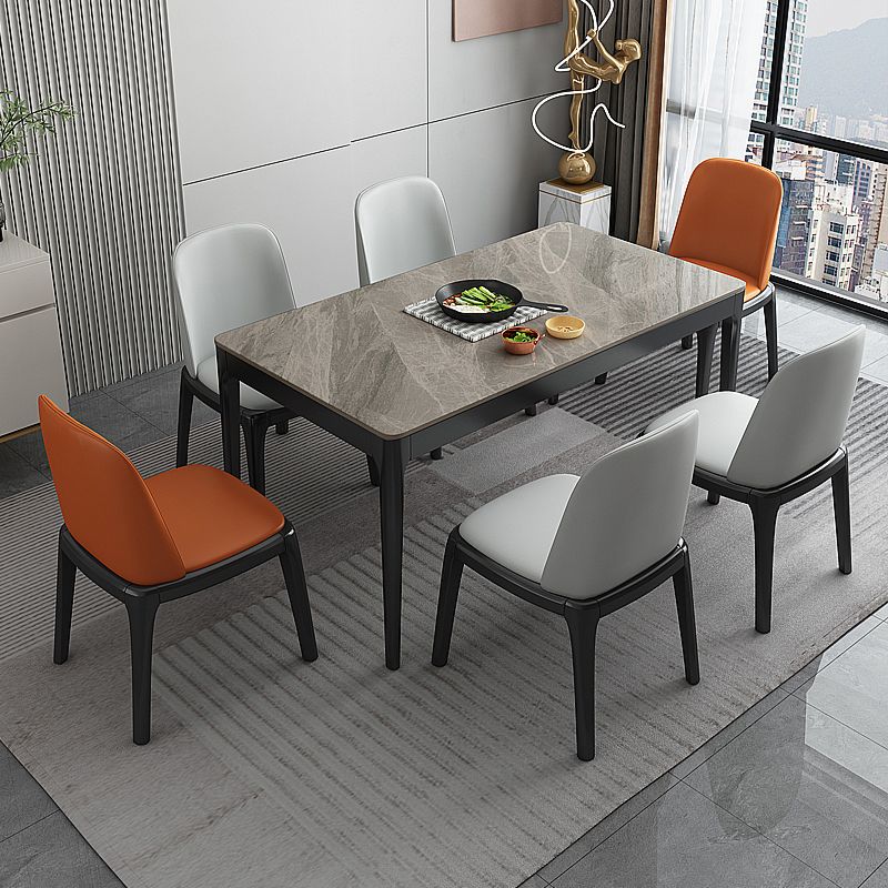 Dining Table Sets Contemporary with Sintered Stone Table and Cushion Chairs Clearhalo 'Dining Room Sets' 'Dining Tables & Seating' 'dining_room_set' 'furn' 'furn_dining_room_set' 'Furniture' 'furniture_dining_room_set' 'Kitchen & Dining Furniture' 'kitchen&dining_furn' 'kitchen' 1200x1200_770fa413-5461-4f1b-844c-7de106b2001b