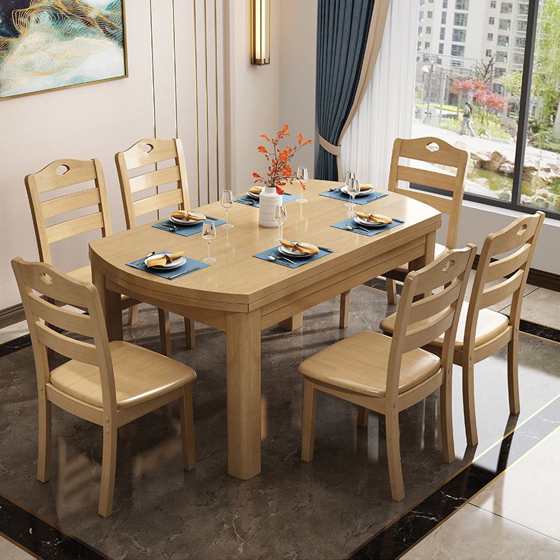 54.3''L Modern Solid Wood Table Round Extendable Dining Table with 4 Legs Base Clearhalo ' dining_table' 'Dining Tables & Seating' 'Dining Tables' 'furn' 'furn_dining_table' 'Furniture' 'furniture_dining_table' 'Kitchen & Dining Furniture' 'kitchen&dining_furn' 'kitchen' 'kitchen_dining_table' 1200x1200_770ffaf9-6e4e-49a8-8ccc-719bc6efb163