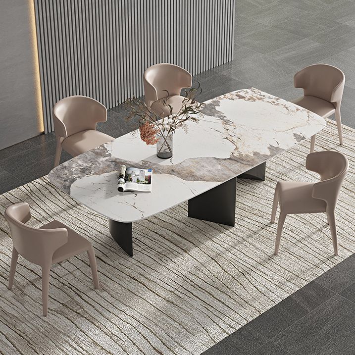 Designer Style 1/3/4/5/6 Pieces Dining Set Sintered Stone Dining Table with Leather Chairs Clearhalo 'Dining Room Sets' 'Dining Tables & Seating' 'dining_room_set' 'furn' 'furn_dining_room_set' 'Furniture' 'furniture_dining_room_set' 'Kitchen & Dining Furniture' 1200x1200_77102769-932d-4294-bcb4-a2f5479019a0