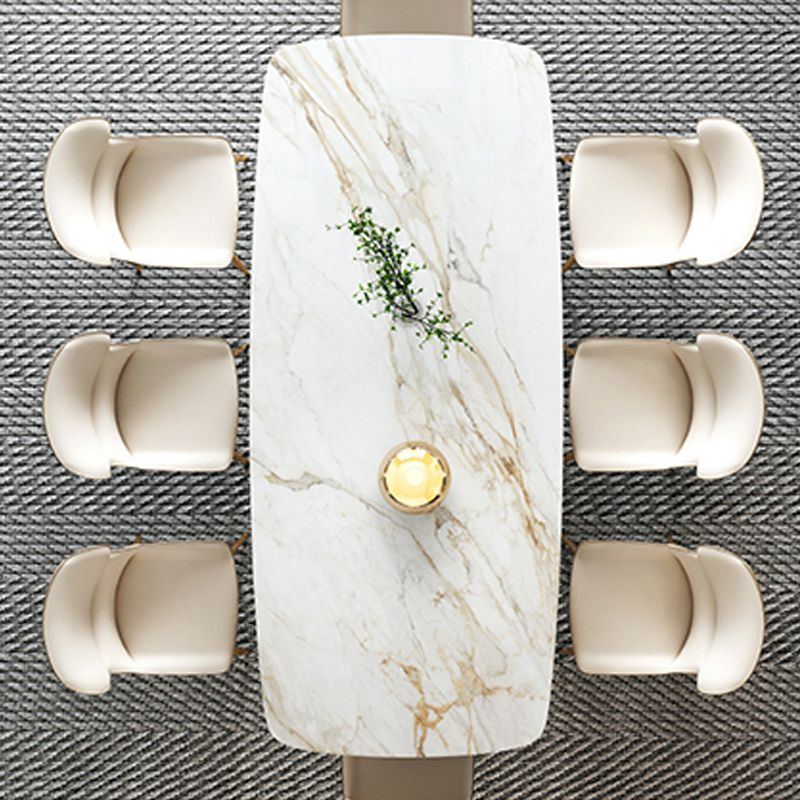 Modern Sintered Stone Table Dining Rectangle Table with Metal Legs for Kitchen Clearhalo 'Dining Tables & Seating' 'Dining Tables' 'dining_table' 'furn' 'furn_dining_table' 'Furniture' 'Kitchen & Dining Furniture' 1200x1200_77113af1-948d-493a-970a-1069faaf682f