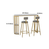 Glam Specialty White Bar Table Faux Marble Pedestal Bar Height Pub Table with Shelves