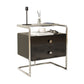 1 Shelf Glass Top Nightstand Contemporary Drawer Storage Night Table ,20.5" Tall