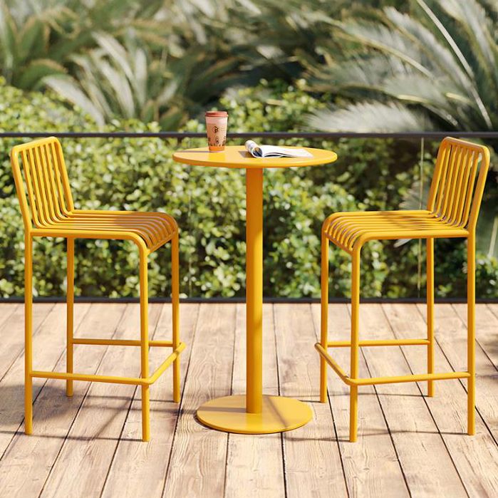 Contemporary Metal Round Bar Table Outdoor Pedestal Bar Dining Table Clearhalo 'Bar Furniture' 'Bar Tables' 'bar_tables' 'furn' 'furn_bar_tables' 'Furniture' 'Kitchen & Dining Furniture' 1200x1200_771279c6-42a0-41a7-8c94-43ff8f875d44