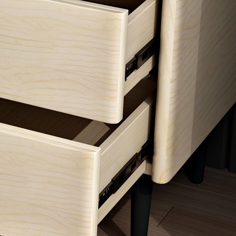 2ドロワーモダンベッドナイトスタンドソリッドウッドフェイクレザーナイトテーブルと足の