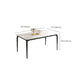 Industrial Rectangle Dining Table White Stone Top Table with Black Metal Legs Clearhalo 'Dining Tables & Seating' 'Dining Tables' 'dining_table' 'furn' 'furn_dining_table' 'Furniture' 'Kitchen & Dining Furniture' 1200x1200_7713bec0-55b7-4318-ba7f-c66603850a8b