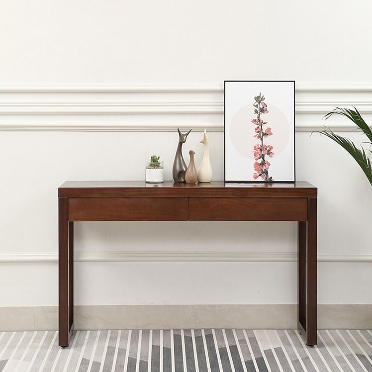 Tavolo di divano console con 2 cassetti nel tavolo console in legno marrone scuro