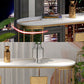 Contemporary Counter Height Dining Table Marble Oval Storage Bistro Table (only table) Clearhalo 'Bar Furniture' 'Bar Tables' 'bar_tables' 'Furniture' 'furniture_bar_tables' 'Kitchen & Dining Furniture' 'kitchen&dining_furn' 'kitchen' 1200x1200_771459f7-0b40-45e1-842c-367988bc1067