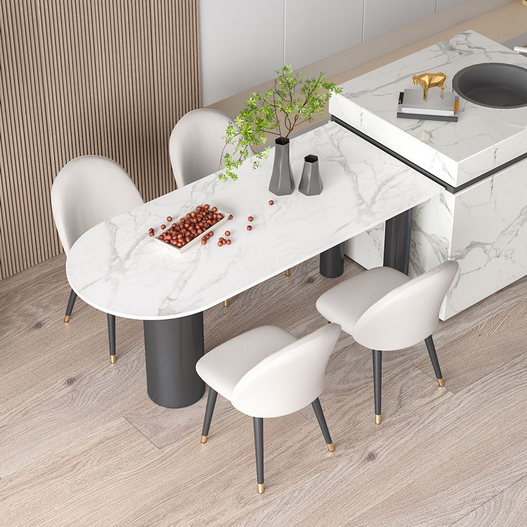Metal Contemporary Free Form Dining Table Sintered Stone Table with Black Legs Clearhalo ' dining_table' 'Dining Tables & Seating' 'Dining Tables' 'furn' 'furn_dining_table' 'Furniture' 'furniture_dining_table' 'Kitchen & Dining Furniture' 'kitchen&dining_furn' 'kitchen' 'kitchen_dining_table' 1200x1200_7714f98e-4639-441f-a1bc-690374f41238