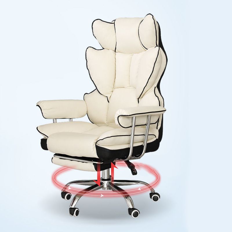 Silver Metal Modern Desk Chair with High Back and Leather Conference Chair Clearhalo 'furn' 'furn_office_chair' 'Furniture' 'furniture_office_chair' 'Office Chairs' 'Office Furniture' 'office_chair' 1200x1200_77155e40-929b-4c26-b38d-0647628c5b16