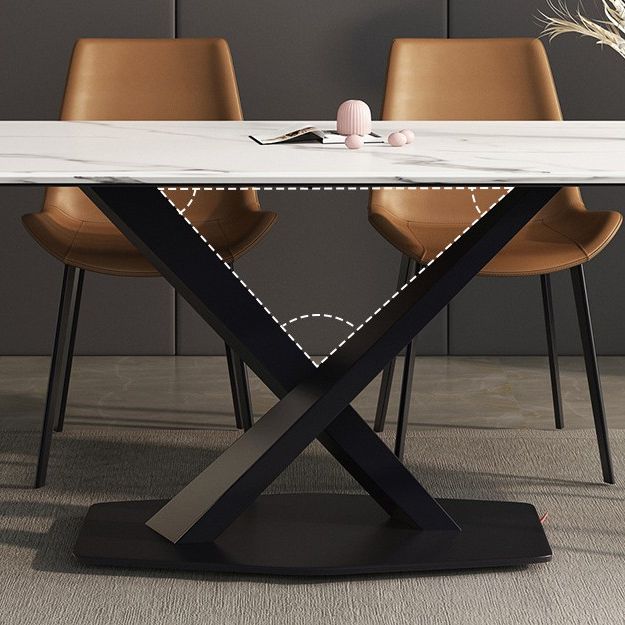 Rectangle Traditional Luxury Dining Table White Sintered Stone Table with Metal Pedestal Base Clearhalo ' dining_table' 'Dining Tables & Seating' 'Dining Tables' 'furn' 'furn_dining_table' 'Furniture' 'furniture_dining_table' 'Kitchen & Dining Furniture' 'kitchen&dining_furn' 'kitchen' 'kitchen_dining_table' 1200x1200_77179cfa-70f8-4475-ae69-9e0d43b3d38f