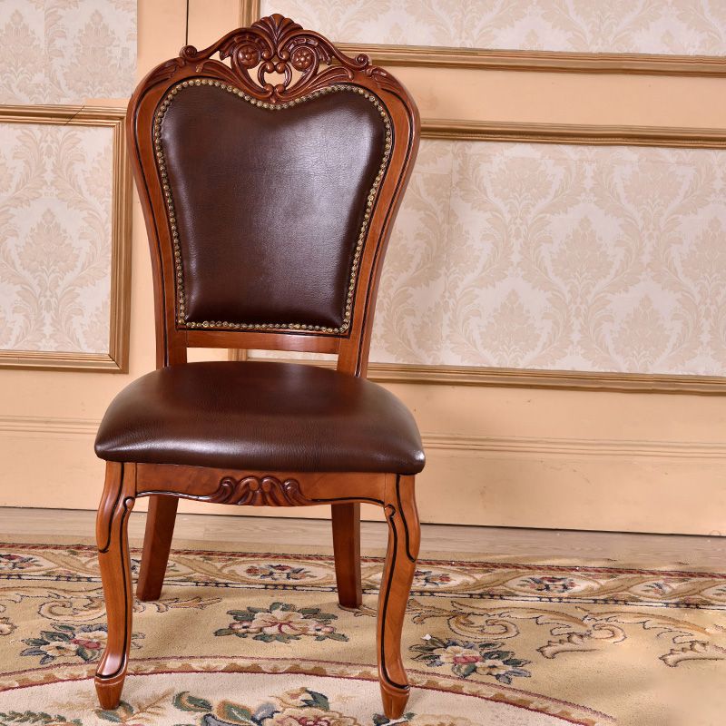 Leather Open Back Dining Side Chair Kitchen Dining Chair with Solid Wood Legs Clearhalo ' kitchen&dining_furn' 'Dining Chairs' 'Dining Tables & Seating' 'dining_chair' 'furn' 'furn_dining_chair' 'Furniture' 'furniture_dining_chair' 'Kitchen & Dining Furniture' 'kitchen' 1200x1200_7717bca2-810b-452a-8269-4dfd242dc74a