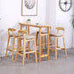Upholstered Indoor Bar Stool Nordic Solid Wood Bar Stools with Natural Base