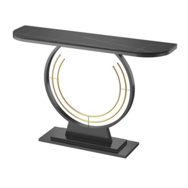 Glam Half Moon Accent Table Iron Console Sofa Table for Hall
