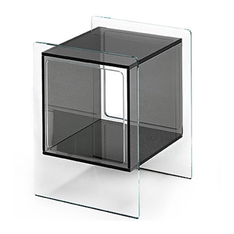 Modernistic Plastic Rectangular End Table Double Tier Corner Table with Storage Clearhalo 'Coffee & Accent Tables' 'End & Side Tables' 'end_side_tables' 'furn' 'furn_end_side_tables' 'Furniture' 'Living Room Furniture' 1200x1200_771b12a4-d6a3-4d83-aa07-e133fcc622f2