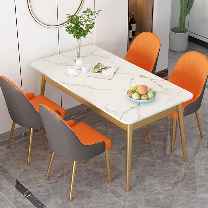 Modern Rectangle Dining Table Sintered Stone Top 4 Iron Legs Dining Room Table Clearhalo 'Dining Tables & Seating' 'Dining Tables' 'dining_table' 'furn' 'furn_dining_table' 'Furniture' 'Kitchen & Dining Furniture' 1200x1200_771bf39e-a92d-40df-b2af-d7c8d2b6639e