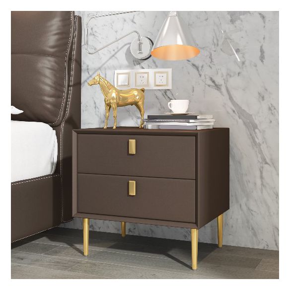 Cama de madera sólida Cabinete de noche de la cama glamorosa con 2-Drawer