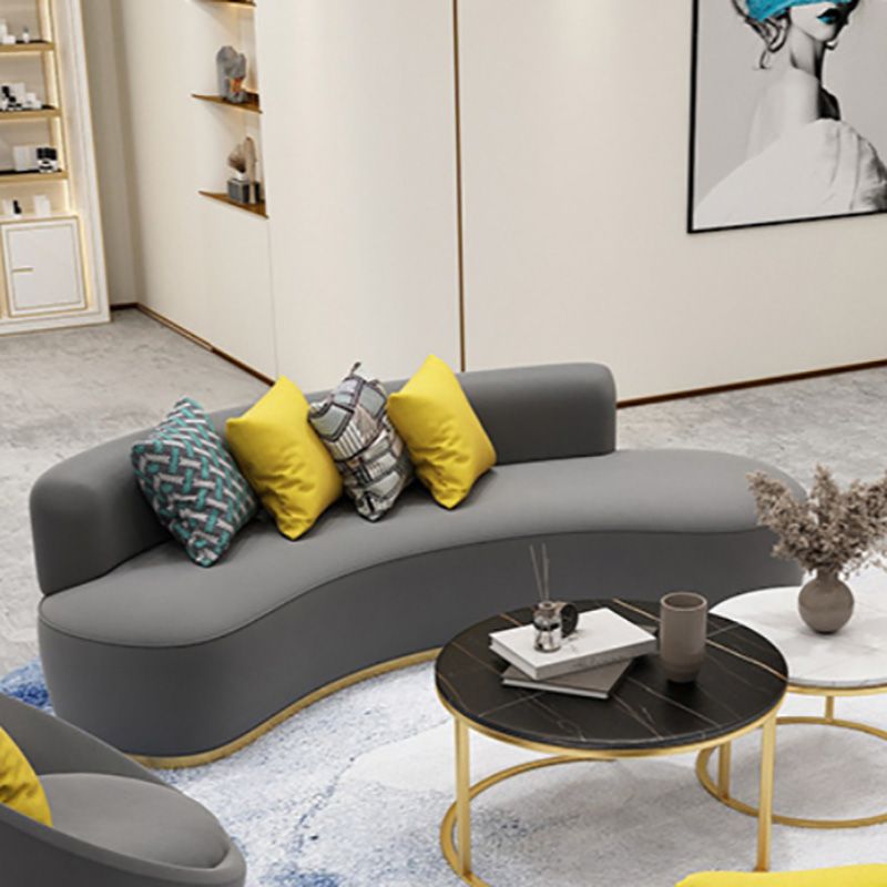 Contemporary Curved Settee Solid Color Tight Back Sofa for Living Room