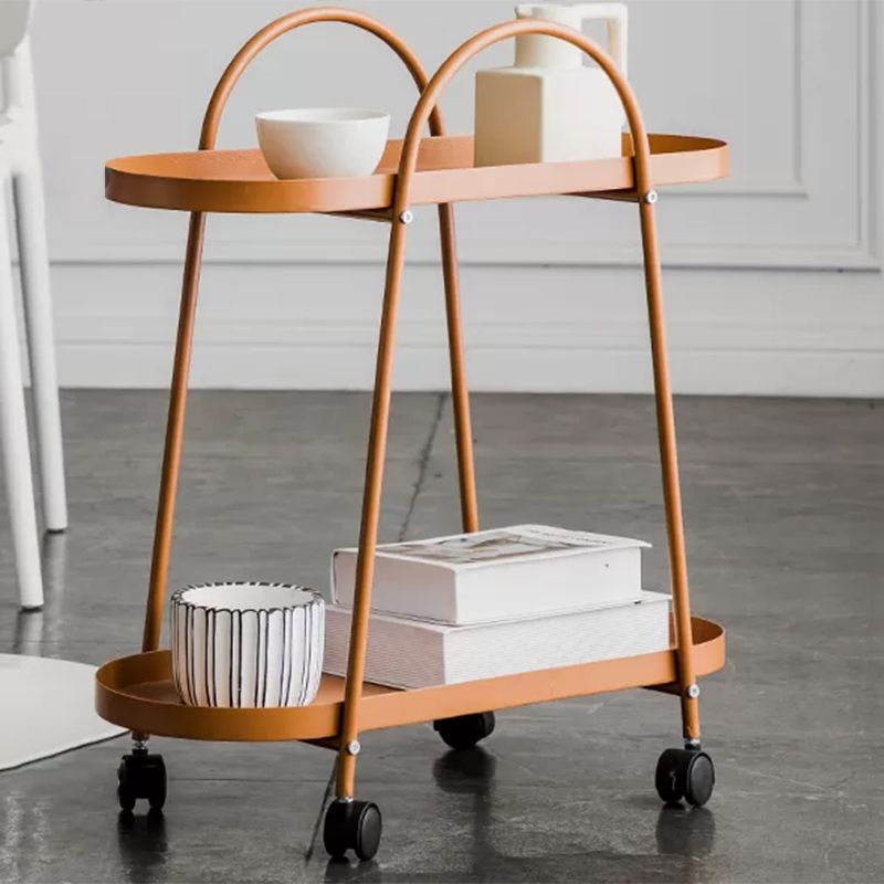 Mesa lateral de mediados de siglo con estantes de metal bandeja geométrica mesa de esquina superior