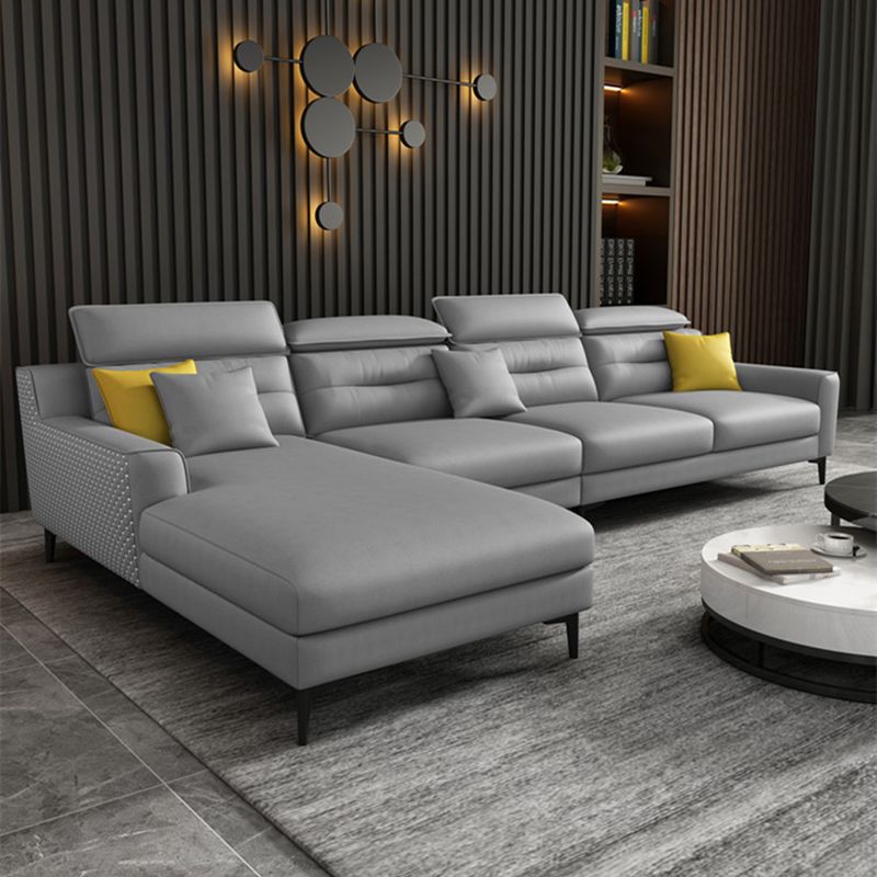 Oreiller sectionnel de bras carré gris dos moderne sectionnelle de 4 places