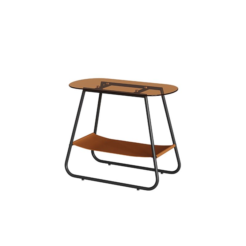 Mesa lateral de trineo elíptico de vidrio 20.9 "de altura de 1 estante