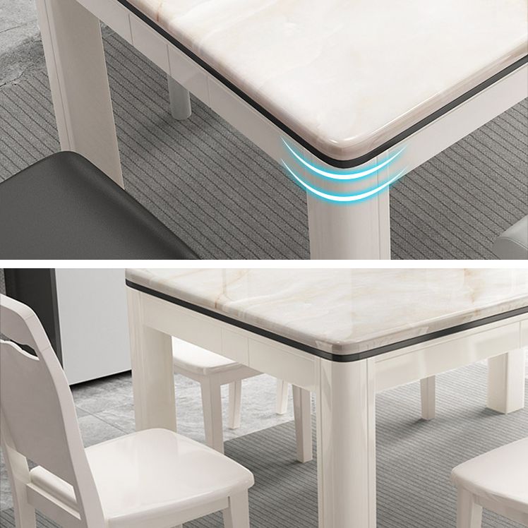Mid-Century Style Marble Dining Table 4 Legs Wood Base Rectangle Table for Home Clearhalo ' dining_table' 'Dining Tables & Seating' 'Dining Tables' 'furn' 'furn_dining_table' 'Furniture' 'furniture_dining_table' 'Kitchen & Dining Furniture' 'kitchen&dining_furn' 'kitchen' 'kitchen_dining_table' 1200x1200_77277f1b-589c-4285-9962-dbc9492d713f
