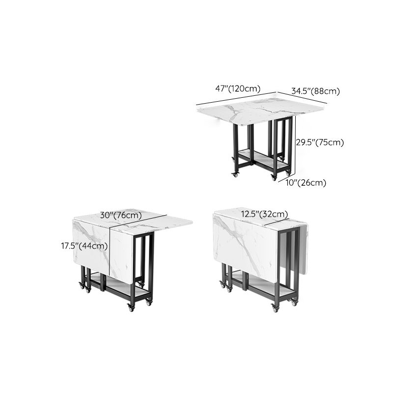 Table de salle à manger rectangulaire en bois de style simplicité avec abattant