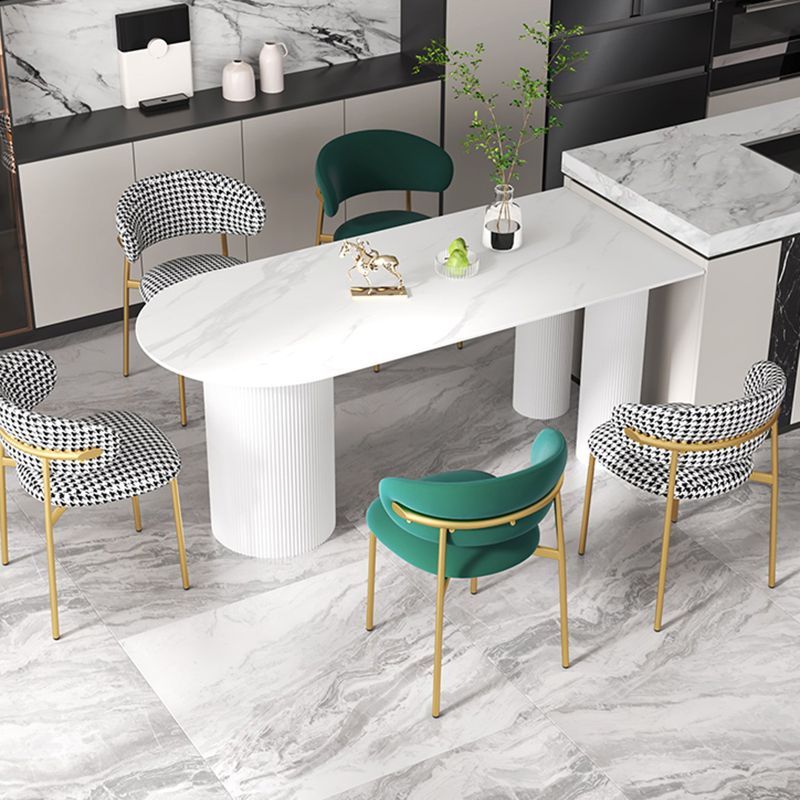 Modern Sintered Stone Dining Table Contemporary White Table with Metal Base Clearhalo 'Dining Tables & Seating' 'Dining Tables' 'dining_table' 'furn' 'furn_dining_table' 'Furniture' 'Kitchen & Dining Furniture' 1200x1200_772a1564-18c2-4ff2-8d69-bb9252f797bb