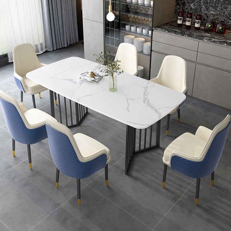 Black Metal Double Pedestal Dining Table Industrial Rectangle Fixed Table Clearhalo 'Dining Tables & Seating' 'Dining Tables' 'dining_table' 'furn' 'furn_dining_table' 'Furniture' 'furniture_dining_table' 'Kitchen & Dining Furniture' 'kitchen' 'kitchen_dining_table' 1200x1200_772a36b3-ec8c-46e5-b6fc-ad809c14c49e