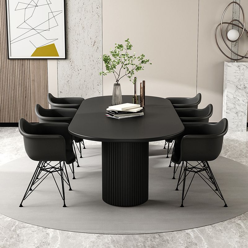 Table à manger en bois massif en pin table de piédestal double en noir pour la cuisine