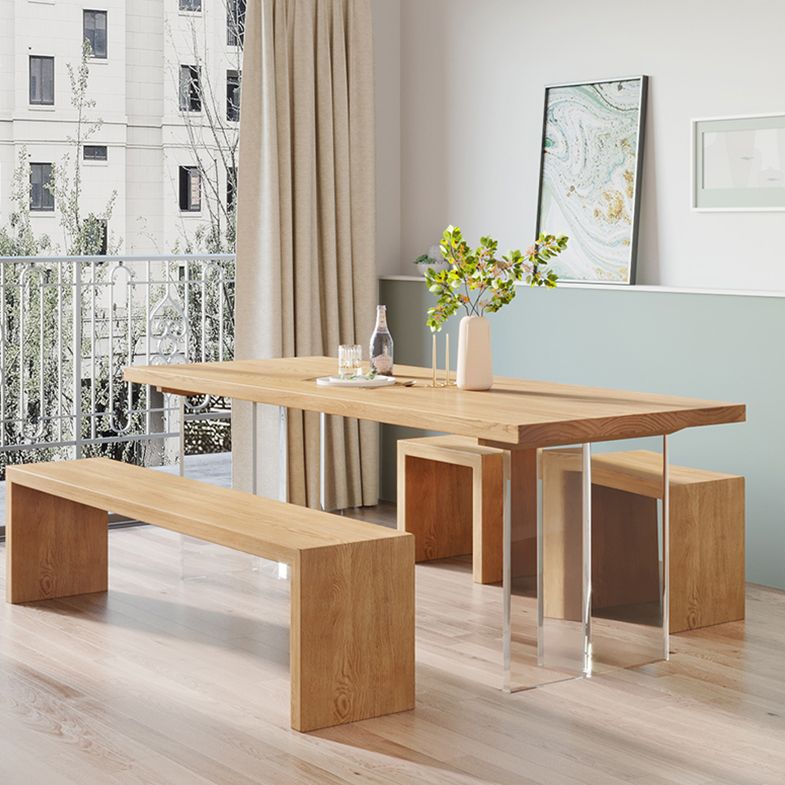 Contemporary Khaki Standard Dining Table Solid Wood Rectangle Dining Table with Double Pedestal Base Clearhalo ' dining_table' 'Dining Tables & Seating' 'Dining Tables' 'furn' 'furn_dining_table' 'Furniture' 'furniture_dining_table' 'Kitchen & Dining Furniture' 'kitchen&dining_furn' 'kitchen' 'kitchen_dining_table' 1200x1200_772ae2cb-1678-4278-911c-6ba2ee395e78