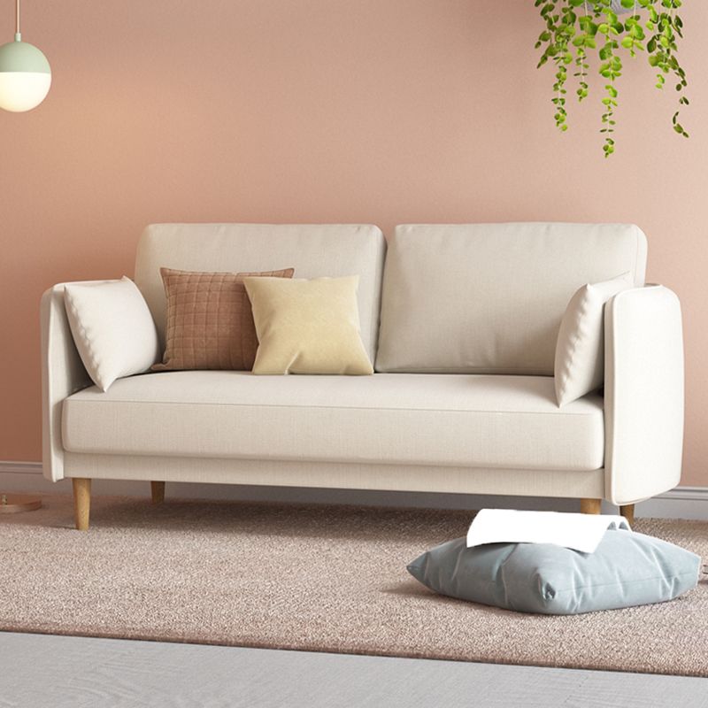 Sofá de brazo cuadrado estándar contemporáneo de lino para sala de estar, apartamento