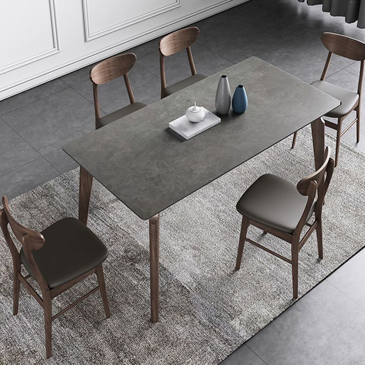 Contemporary Gray Sintered Stone Dining Table Rectangle Shape Standard Dining Table for Kitchen Clearhalo ' dining_table' 'Dining Tables & Seating' 'Dining Tables' 'furn' 'furn_dining_table' 'Furniture' 'furniture_dining_table' 'Kitchen & Dining Furniture' 'kitchen&dining_furn' 'kitchen' 'kitchen_dining_table' 1200x1200_772b5df9-b541-47a5-9469-49e4609edfca