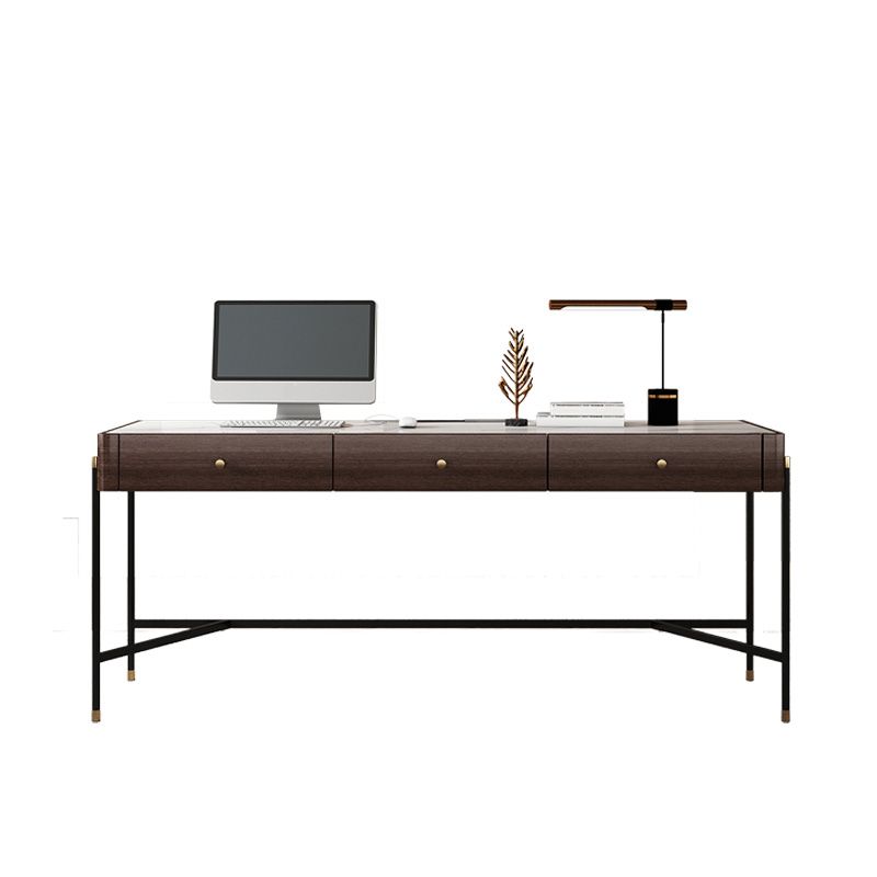 グラム長方形のライティングデスクストーンオフィスデスク3つの引き出し付き