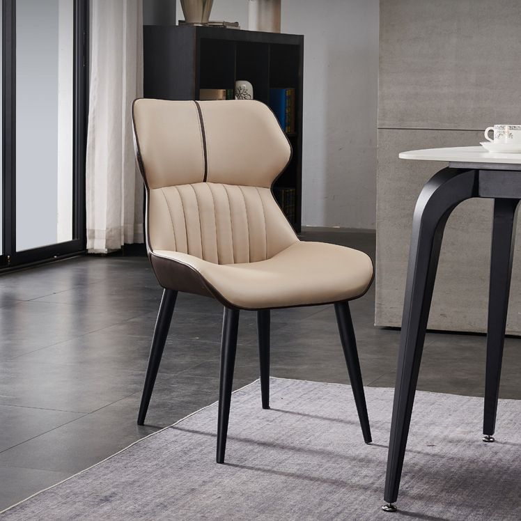 Contemporary Dining Chairs Leather Curved Parsons Arm Chair for Brasserie Clearhalo ' kitchen&dining_furn' 'Dining Chairs' 'Dining Tables & Seating' 'dining_chair' 'furn' 'furn_dining_chair' 'Furniture' 'furniture_dining_chair' 'Kitchen & Dining Furniture' 'kitchen' 1200x1200_772c8865-03f6-4946-9430-eb58be46fcdf