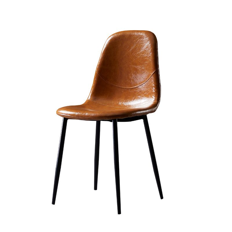 PU Leather Armless Dining Chairs Solid Back Dining Side Chair with Metal Legs Clearhalo ' kitchen&dining_furn' 'Dining Chairs' 'Dining Tables & Seating' 'dining_chair' 'furn' 'furn_dining_chair' 'Furniture' 'furniture_dining_chair' 'Kitchen & Dining Furniture' 'kitchen' 1200x1200_772fa284-f064-45ab-ad97-aaa1d5b42cde