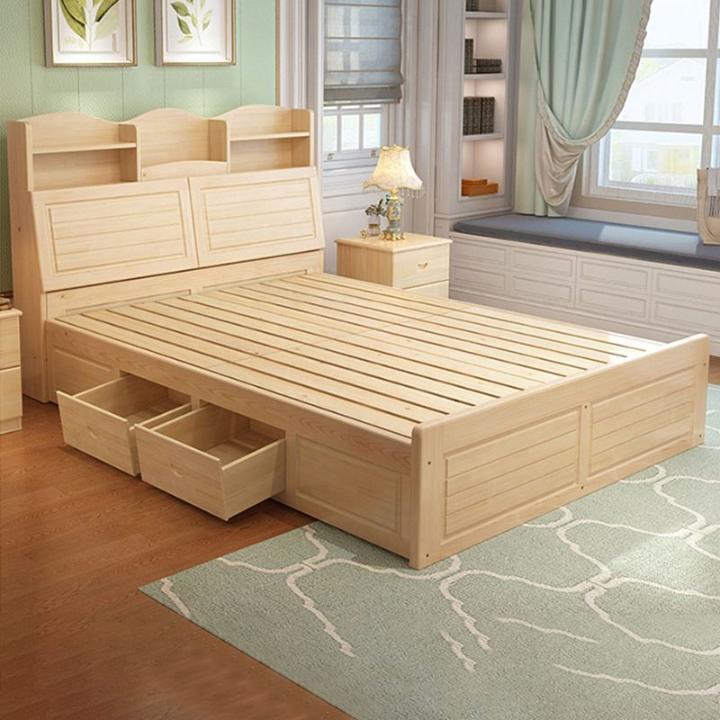 Modern Solid Wood Bed Frame Headboard Standard Bed with Storage Clearhalo 'Bedroom Furniture' 'Beds' 'furn' 'furn_beds' 'Furniture' 1200x1200_773127b6-2638-418e-a882-3de896e044e2
