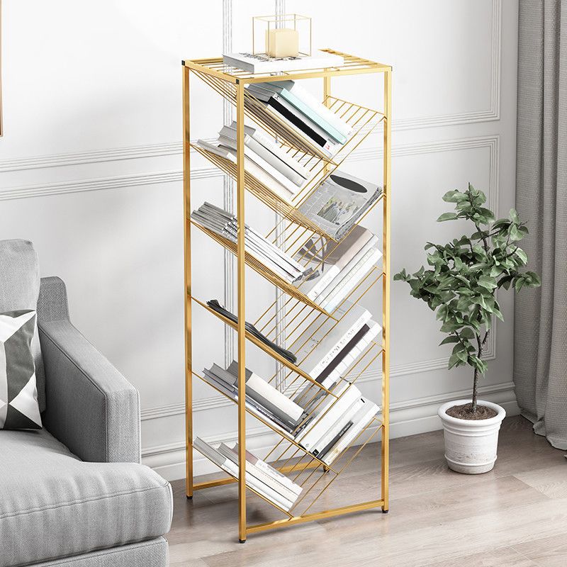 Metal Vertical Geometric Bookcase Contemporary Style Closed Back Shelf Clearhalo 'Bookcases' 'furn' 'furn_bookcases' 'Furniture' 'Office Furniture' 1200x1200_7733c8cb-9ccb-446d-9504-6ecf6a88515b