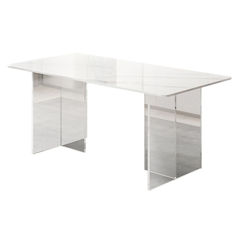 Sintered Stone Dining Table Modern White Dining Table with Acrylic Base Clearhalo 'Dining Tables & Seating' 'Dining Tables' 'dining_table' 'furn' 'furn_dining_table' 'Furniture' 'Kitchen & Dining Furniture' 1200x1200_77342ced-257c-4f0c-960d-af6b5ab82206