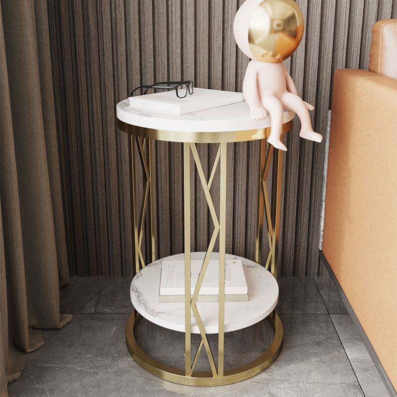 Round Slate Plate Table Plate Metal Frame Base Modern Style Side Table Clearhalo 'Coffee & Accent Tables' 'End & Side Tables' 'end_side_tables' 'furn' 'furn_end_side_tables' 'Furniture' 'Living Room Furniture' 1200x1200_773438c2-f8a4-4de9-9c31-621d5060fc31