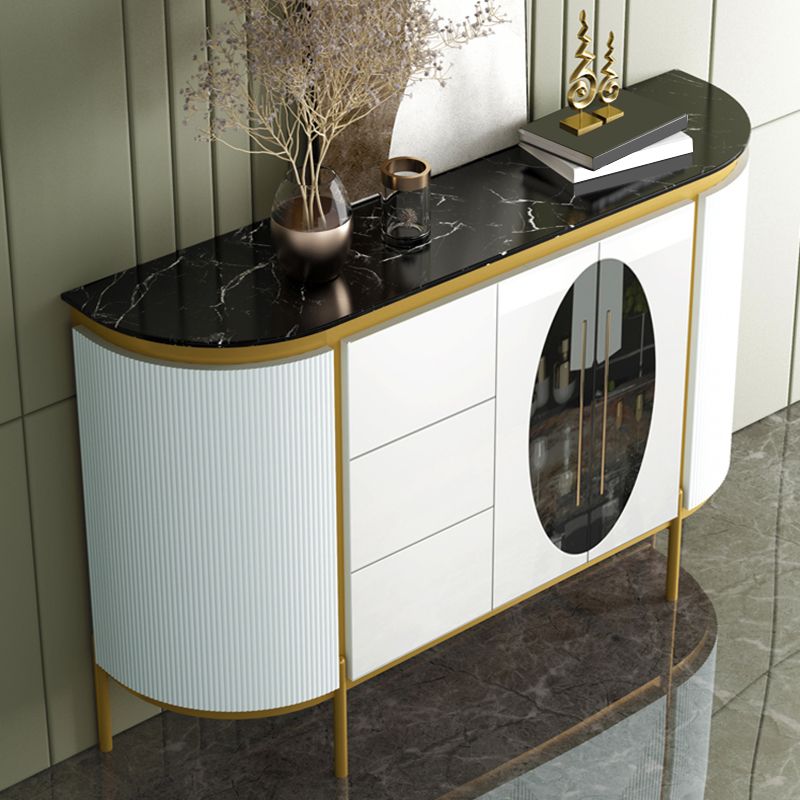 Tavolo a buffet in stile glam in finto marmo da 35,4 pollici con armadi e cassetti