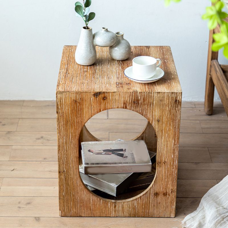 Rustic Square Wooden End Table Natural Drum Sofa Side Accent Table Clearhalo 'Coffee & Accent Tables' 'End & Side Tables' 'end_side_tables' 'furn' 'furn_end_side_tables' 'Furniture' 'Living Room Furniture' 1200x1200_7734f26e-5e6e-4183-8054-d46c9e0b1634