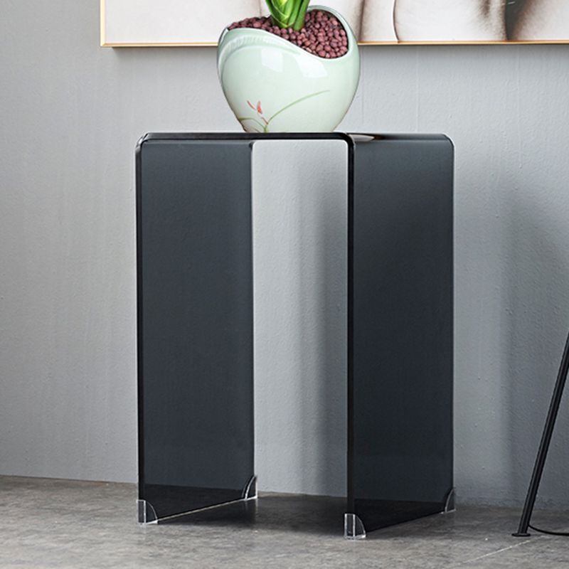 Mesa de trineo de vidrio moderno mesa de esquina cuadrada minimalista de esquina cuadrada